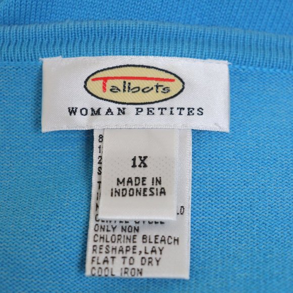 Talbots Turquoise Short Sleeve Sweater in 1X Petite - Picture 2 of 9
